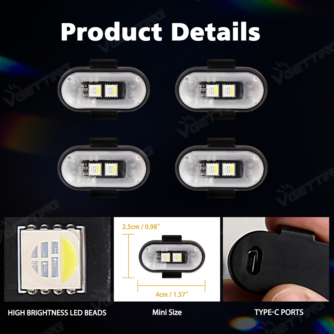 4Pcs Mini Drone Strobe Light 8 – обзор и цена Drone Strobe Light