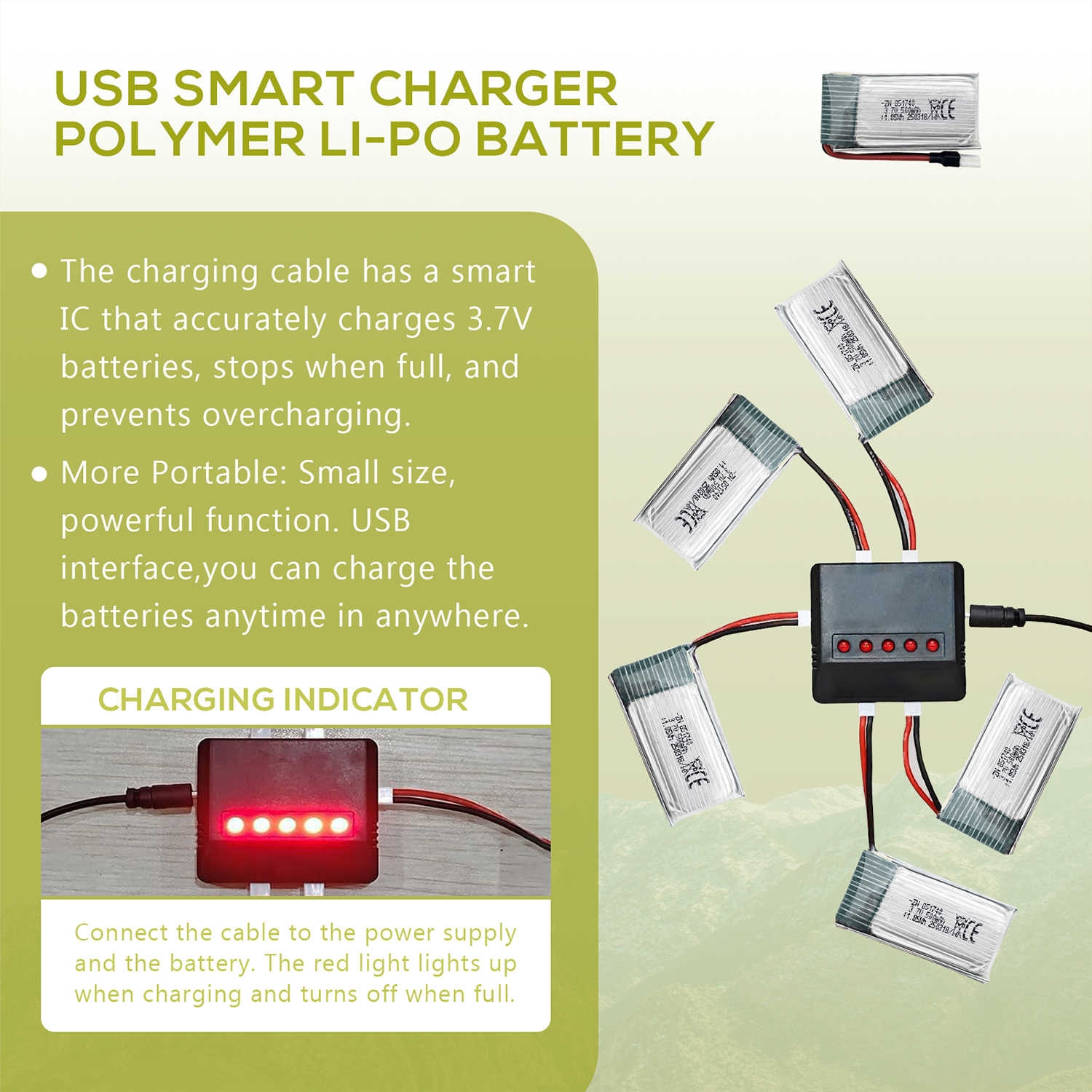 5Pcs 3.7V 500mAh LiPo Batterie – обзор и цена Drone Battery Adapter